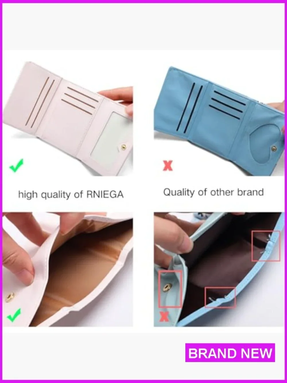Cute Bow Wallet Women Elegant RFID Credit Card Holder Compact Leather